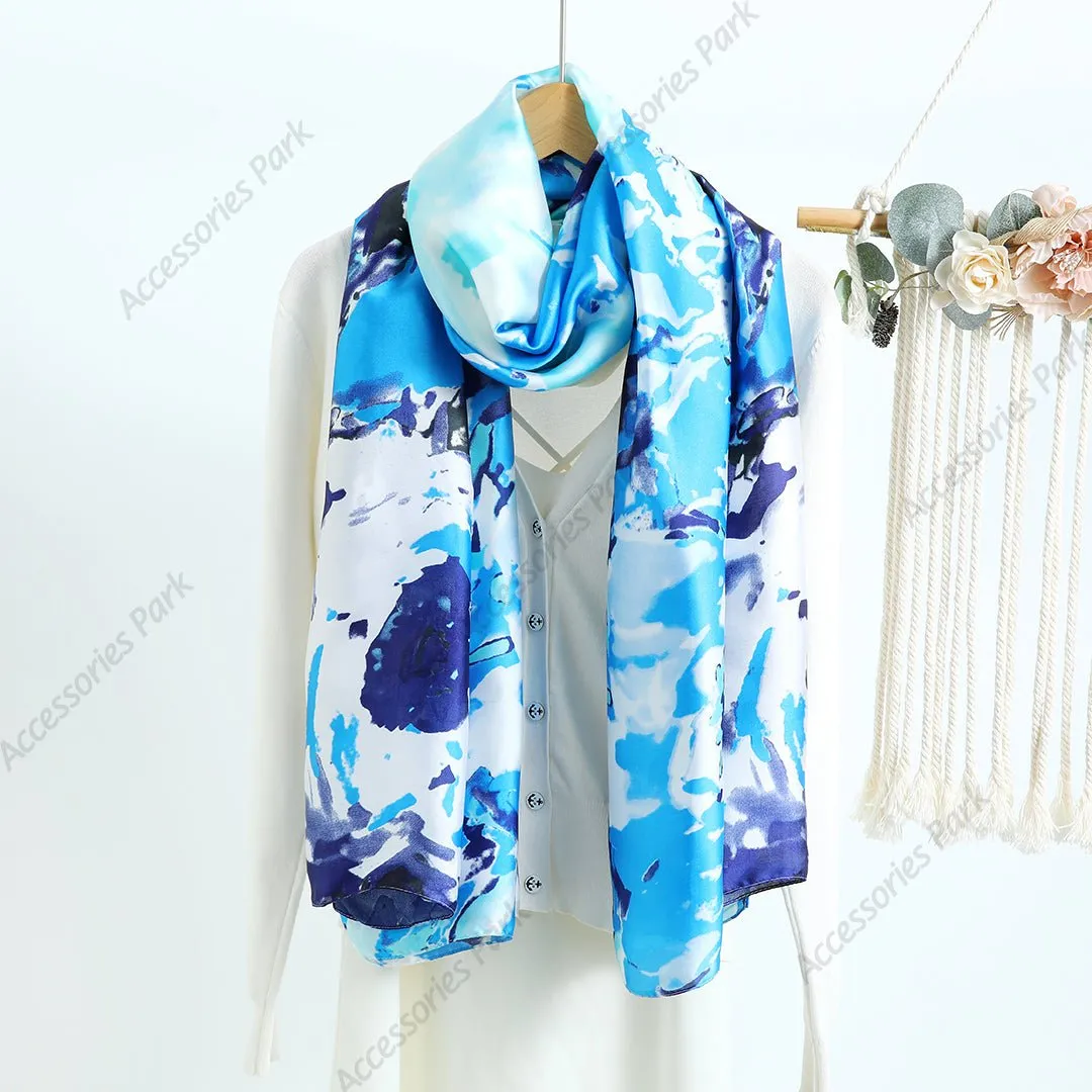 Multicolor Printed Summer Friendly High-Quality Satin Silk Scarf
