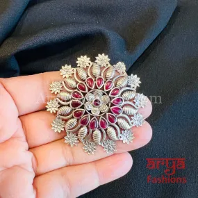 Multicolor Star Silver Oxidized Statement Ring