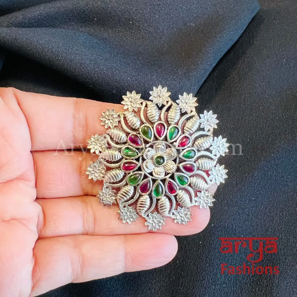 Multicolor Star Silver Oxidized Statement Ring