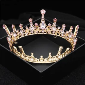 Multiple Colors Full Round Crystal Queen Crown