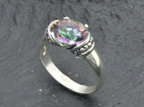 Mystic Topaz Ring - Purple Boho Band, Silver Tribal Ring