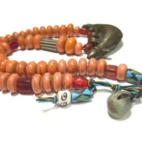 Naga "Coral Glass" Hand Wound Heirloom Bead Necklace 2