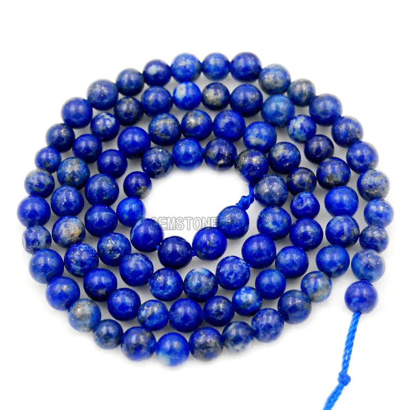 Natural Color & Color Enhanced Lapis Lazuli Round Loose Beads on a 15.5" Strand