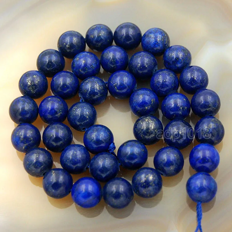 Natural Color & Color Enhanced Lapis Lazuli Round Loose Beads on a 15.5" Strand