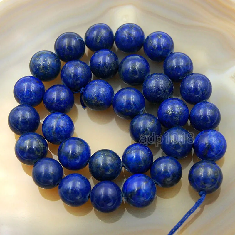 Natural Color & Color Enhanced Lapis Lazuli Round Loose Beads on a 15.5" Strand