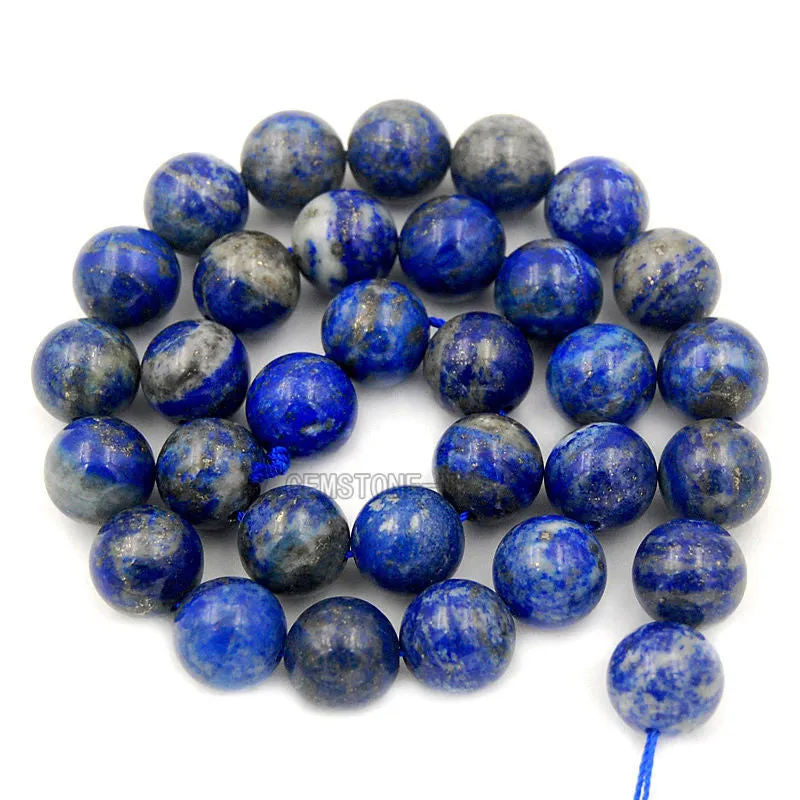 Natural Color & Color Enhanced Lapis Lazuli Round Loose Beads on a 15.5" Strand