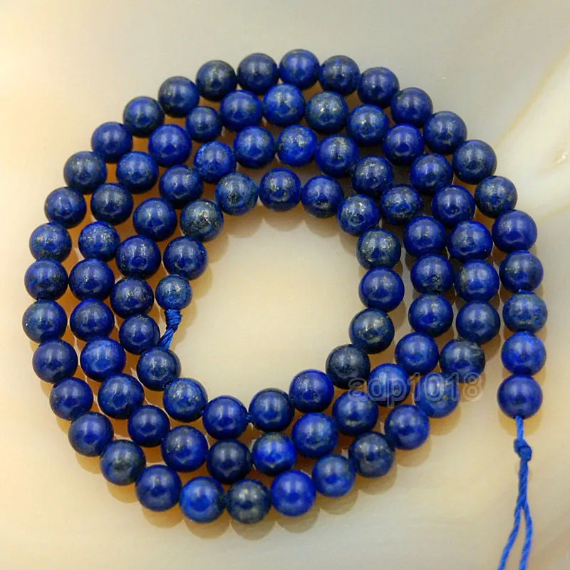 Natural Color & Color Enhanced Lapis Lazuli Round Loose Beads on a 15.5" Strand