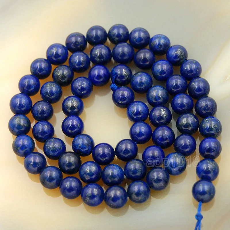 Natural Color & Color Enhanced Lapis Lazuli Round Loose Beads on a 15.5" Strand