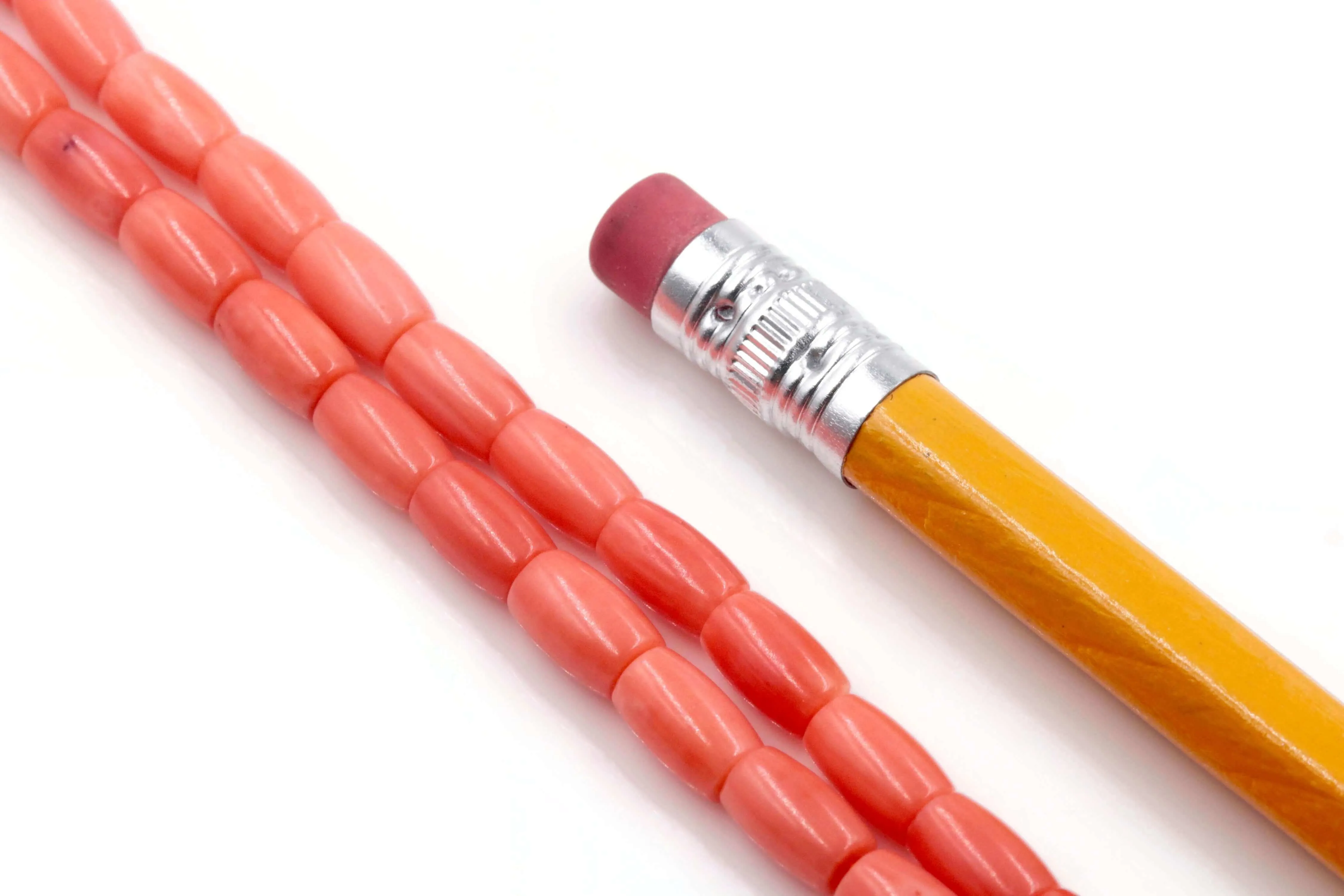 Natural Coral Beads Necklace Jewelry Coral Beads Necklace Coral Gemstone Orange CORAL Strand Barrel 8x5mm 15-16 Inches SKU:108917