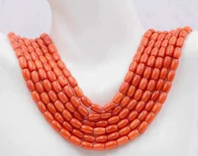Natural Coral Beads Necklace Jewelry Coral Beads Necklace Coral Gemstone Orange CORAL Strand Barrel 8x5mm 15-16 Inches SKU:108917