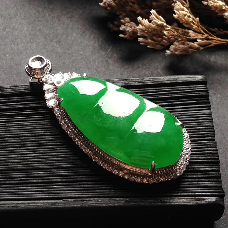 Natural Jade Pendant Jadeite Gold Pendant PT325