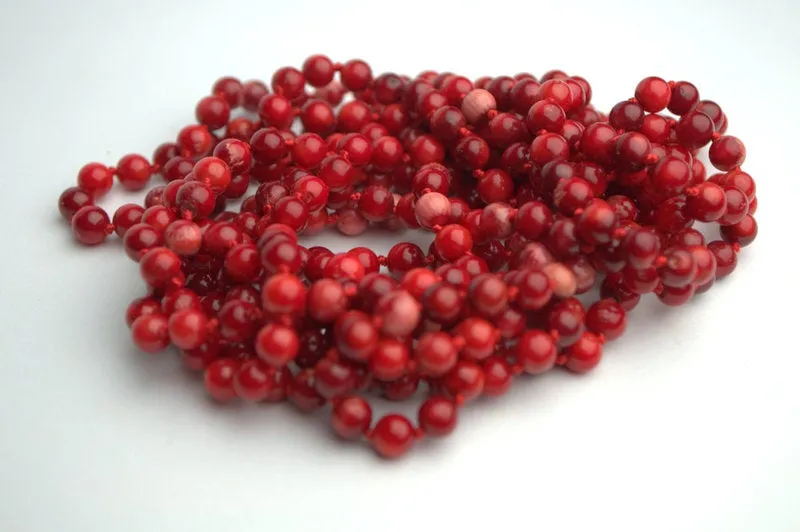 Natural red coral necklace Long multi strand wrap necklace no clasp Genuine antique coral Christmas present idea for her Personalized gifts
