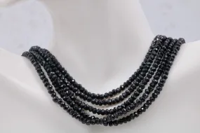 Natural Spinel Necklace Black Layered Necklace Black Spinel Beads Five Strand Necklace Black Spinel 925 Sterling Silver Clasp SKU 110998