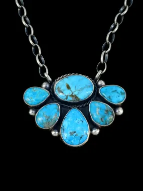 Navajo Turquoise Cluster Link Chain Necklace