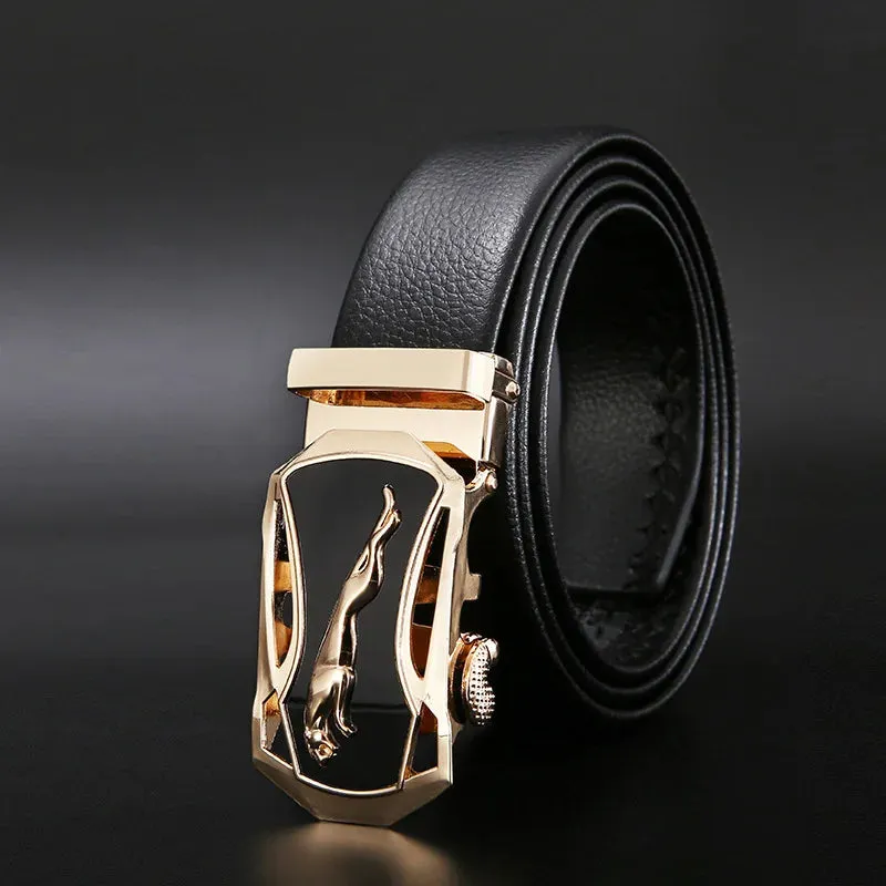 New Men's Belts Pu Leather Alloy Automatic Buckle Belt Business Casual Designer Male Waist Band Fashion Luxury High Quality Belt