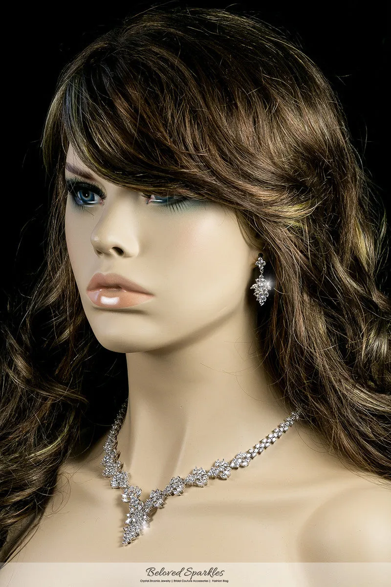 Nichelle Marquise Cluster Statement Necklace Set | Cubic Zirconia
