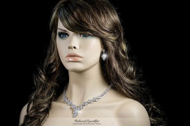 Nichelle Marquise Cluster Statement Necklace Set | Cubic Zirconia