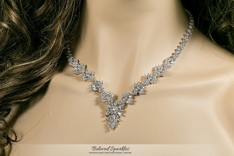 Nichelle Marquise Cluster Statement Necklace Set | Cubic Zirconia