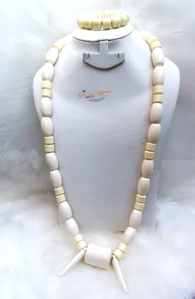 Nigerian Ethnic Arcylic Coral wedding Men Beaded Groom Edo Igbo Red White Necklace Jewellery