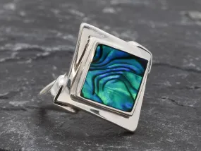 Ocean Blue Ring - Natural Abalone Ring, Blue Shell Ring