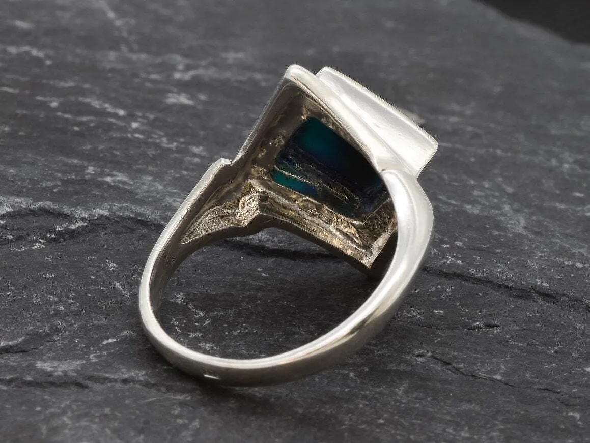 Ocean Blue Ring - Natural Abalone Ring, Blue Shell Ring