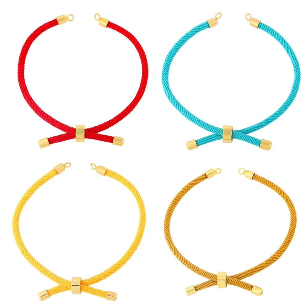 OCESRIO Fashion Cotton Rope Chain for Bracelet Making DIY Gold Plated Copper Adjustable Jewelry Creation Wholesale cana012