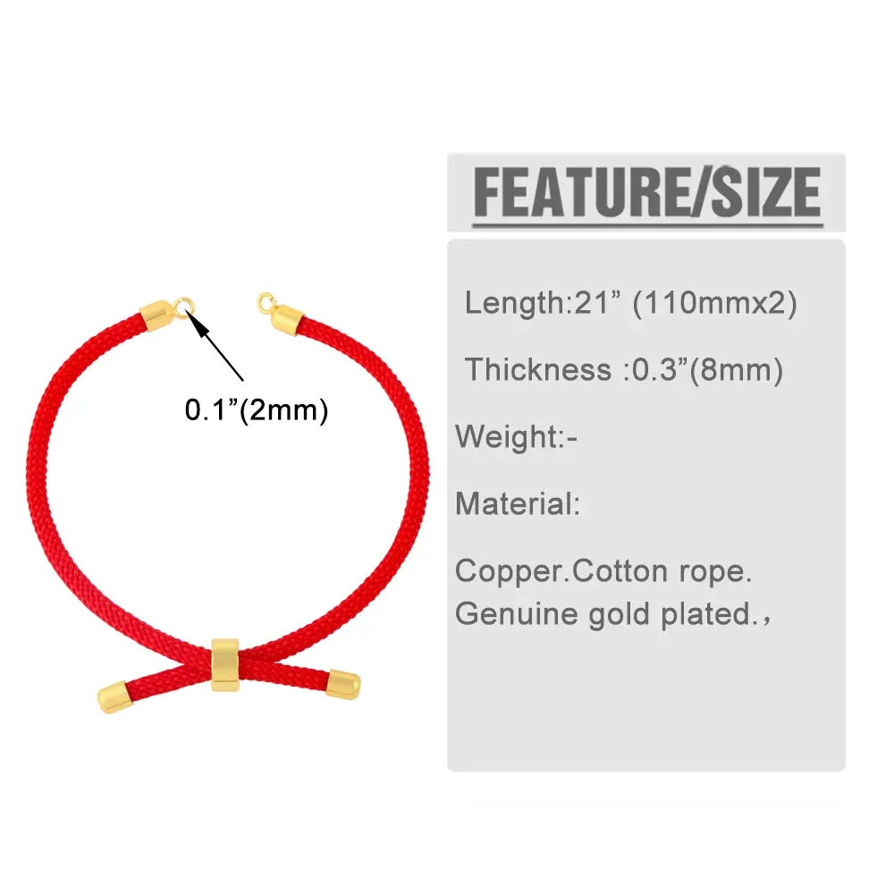 OCESRIO Fashion Cotton Rope Chain for Bracelet Making DIY Gold Plated Copper Adjustable Jewelry Creation Wholesale cana012