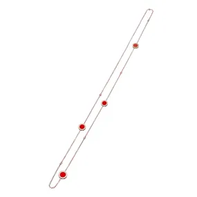 Orange Coral Diamond Station Necklace