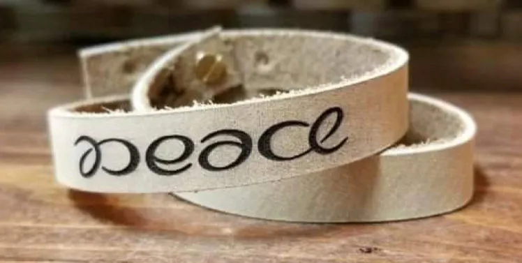 Peace ambigram double wrap bracelet - HURRY - Discontinued