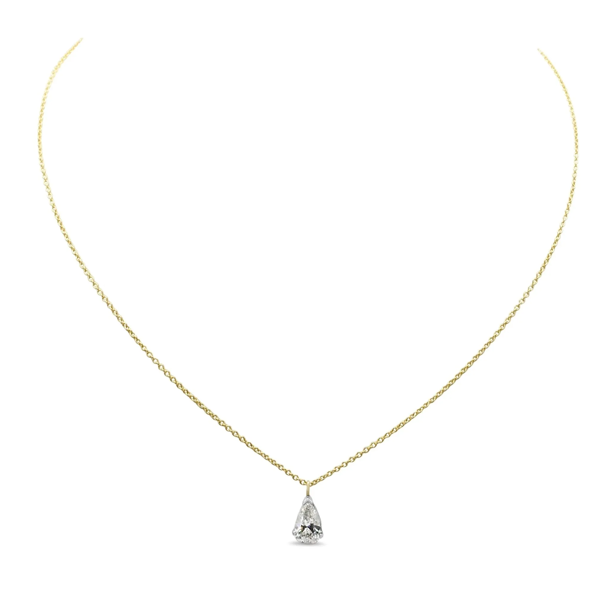 Pear Shaped Diamond Pendant Necklace