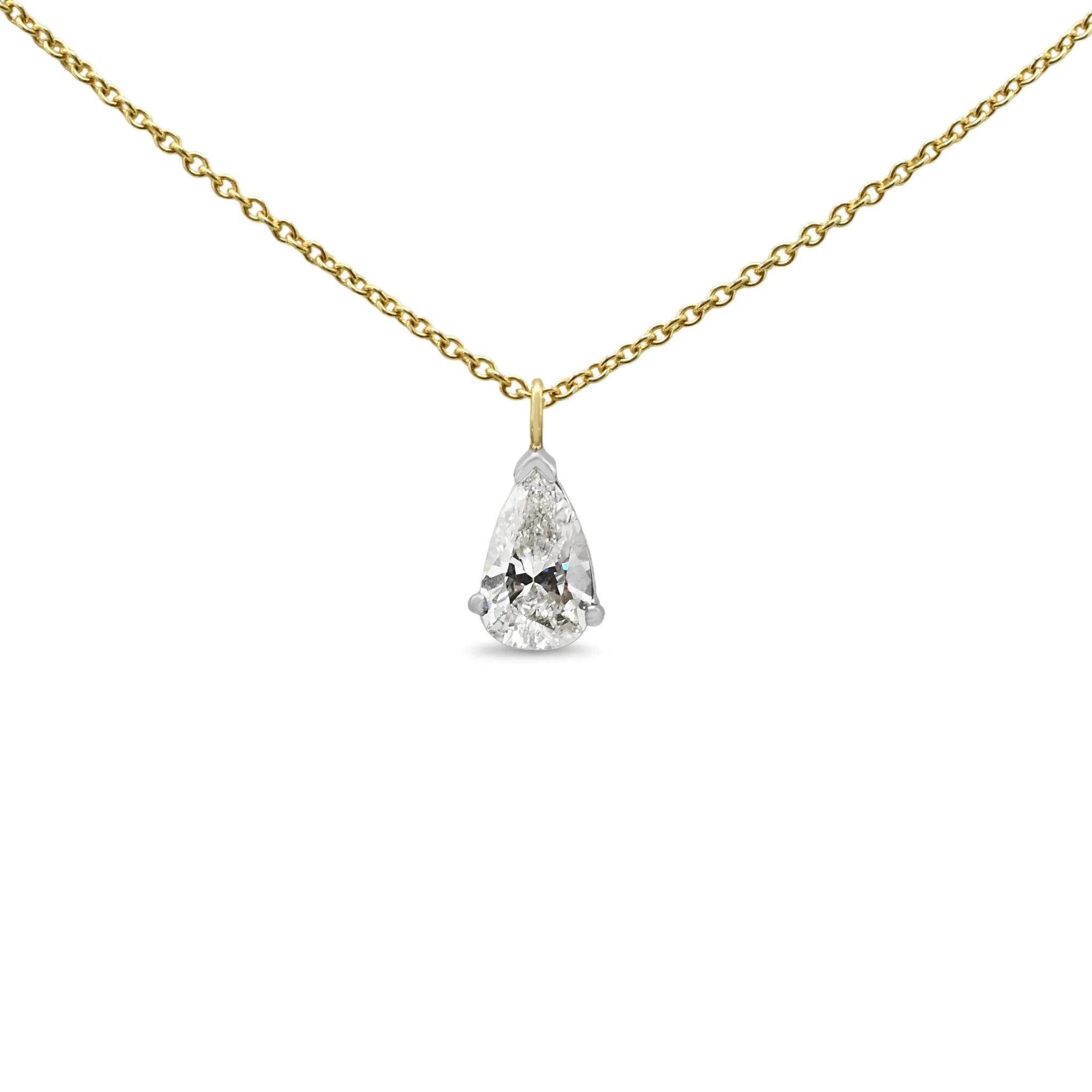 Pear Shaped Diamond Pendant Necklace