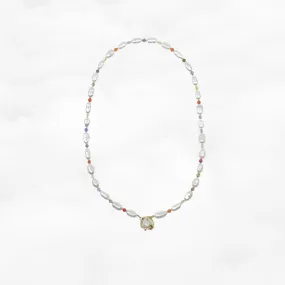 Pearl Necklace with Colorful Zirconia