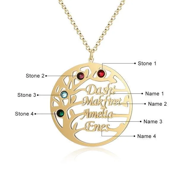 Personalized Family Tree Necklace with Customized Bracelet