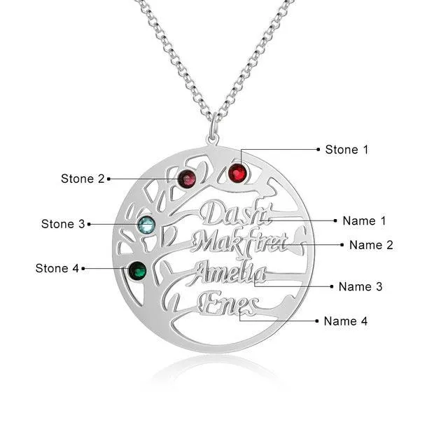 Personalized Family Tree Necklace with Customized Bracelet
