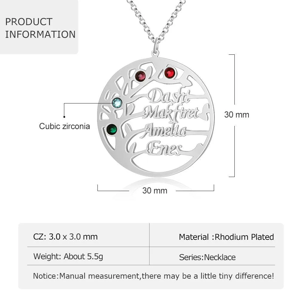 Personalized Family Tree Necklace with Customized Bracelet