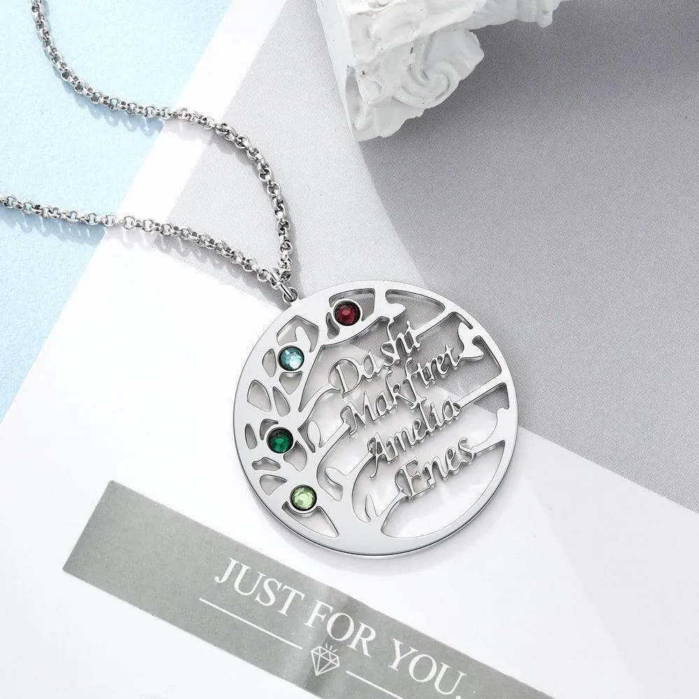 Personalized Family Tree Necklace with Customized Bracelet