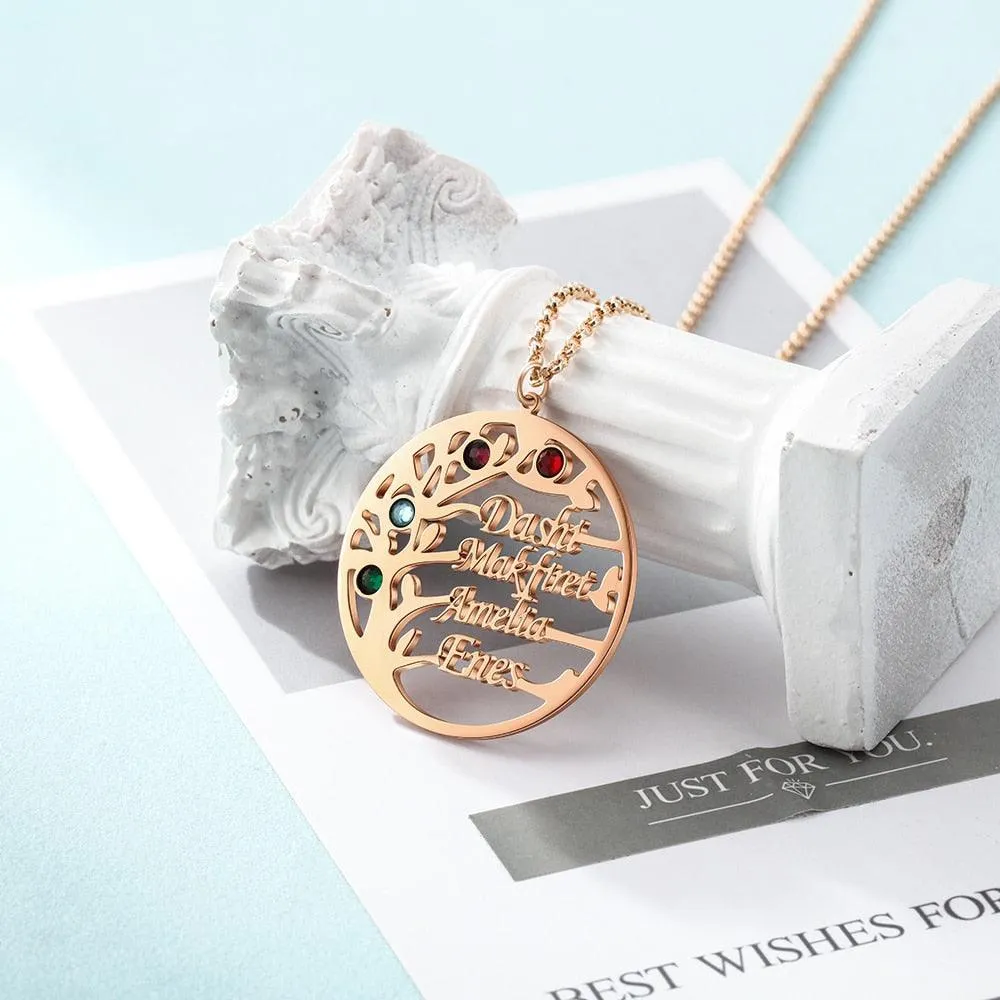 Personalized Family Tree Necklace with Customized Bracelet