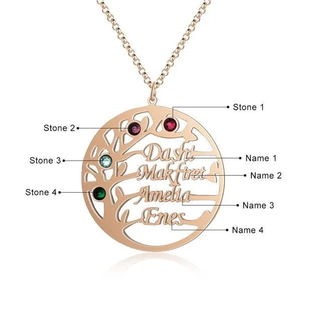 Personalized Family Tree Necklace with Customized Bracelet