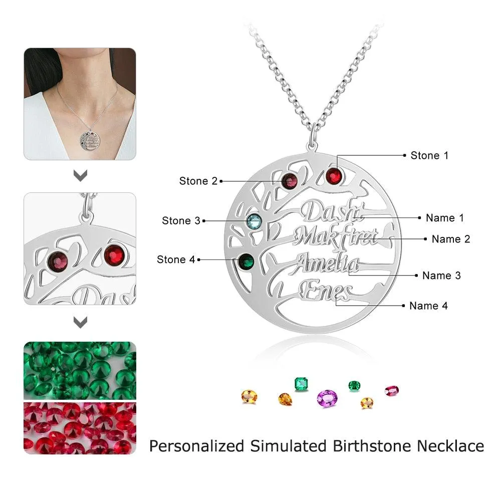 Personalized Family Tree Necklace with Customized Bracelet