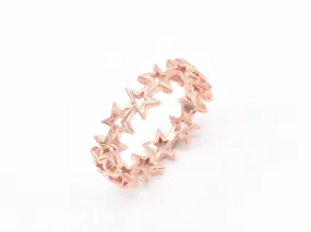 Pink Stars Band - Rose Gold Stars Ring,  Pink Eternity Ring