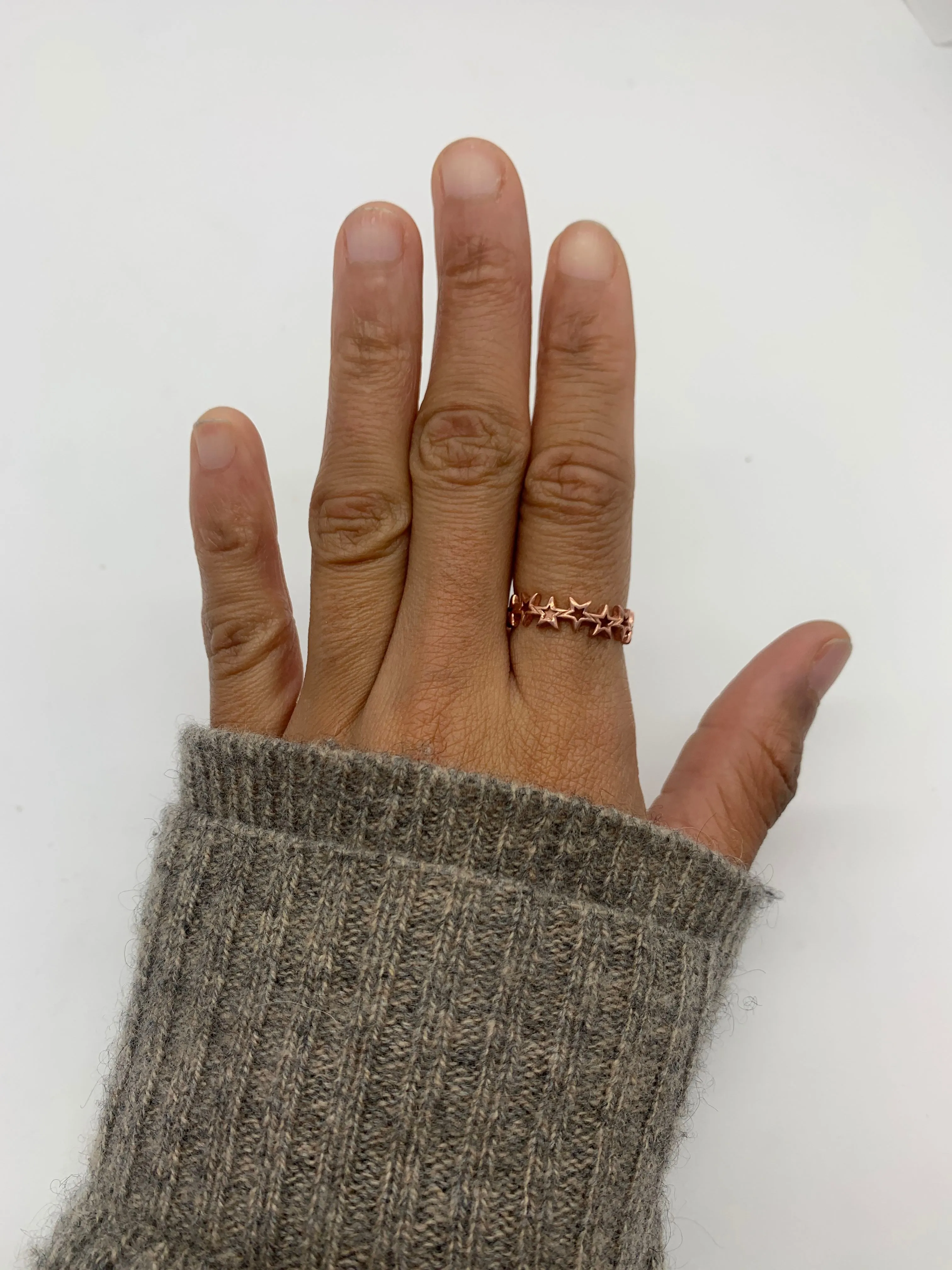 Pink Stars Band - Rose Gold Stars Ring,  Pink Eternity Ring