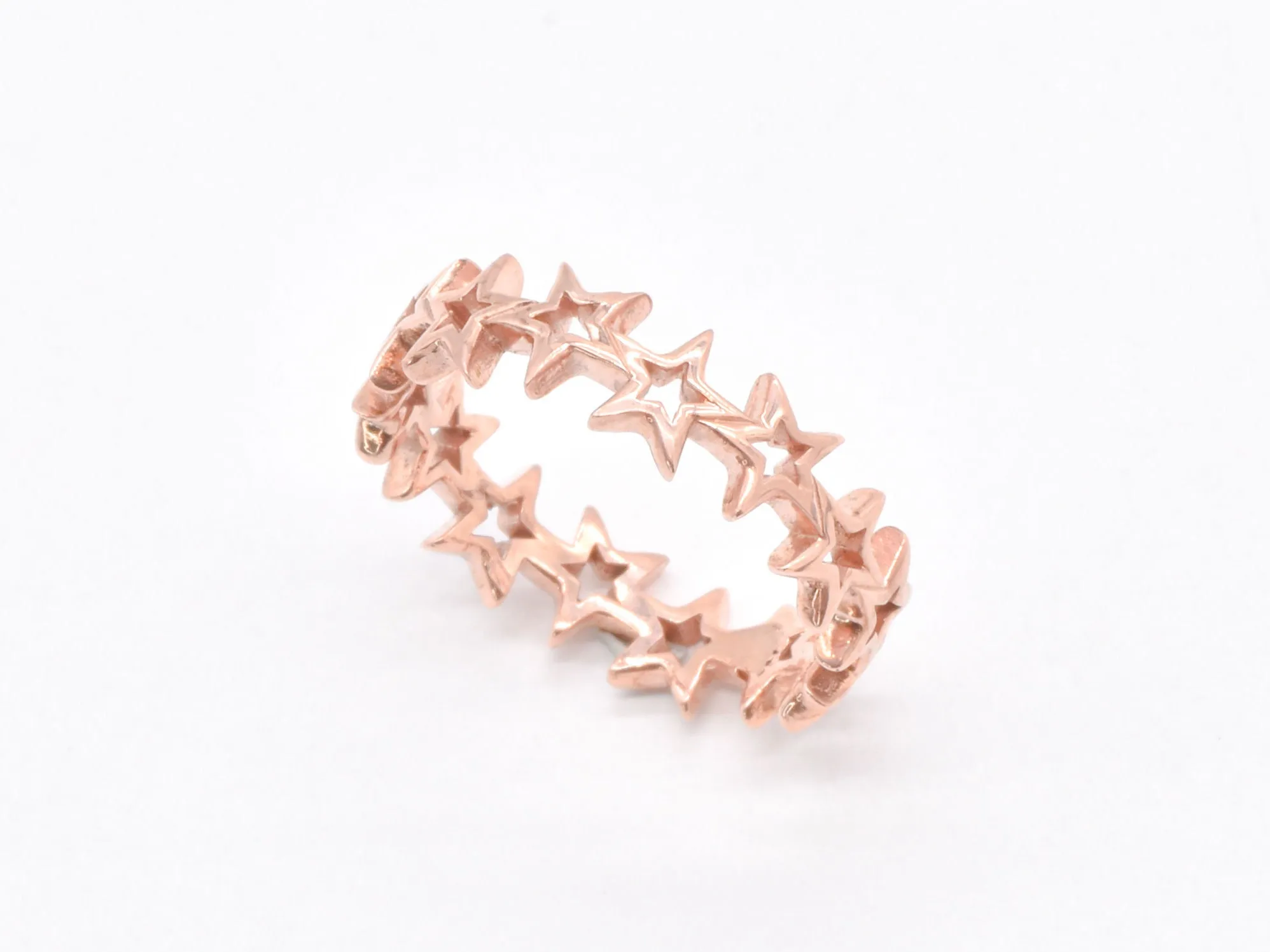 Pink Stars Band - Rose Gold Stars Ring,  Pink Eternity Ring