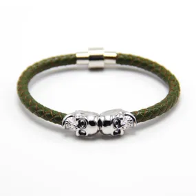 Punk Braided Magnetic Skull Bracelet 龐克風編織磁扣骷髏頭手鍊 KJBR16095