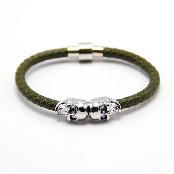Punk Braided Magnetic Skull Bracelet 龐克風編織磁扣骷髏頭手鍊 KJBR16095