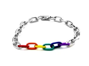 RAINBOW & SILVER LINKS BRACELET