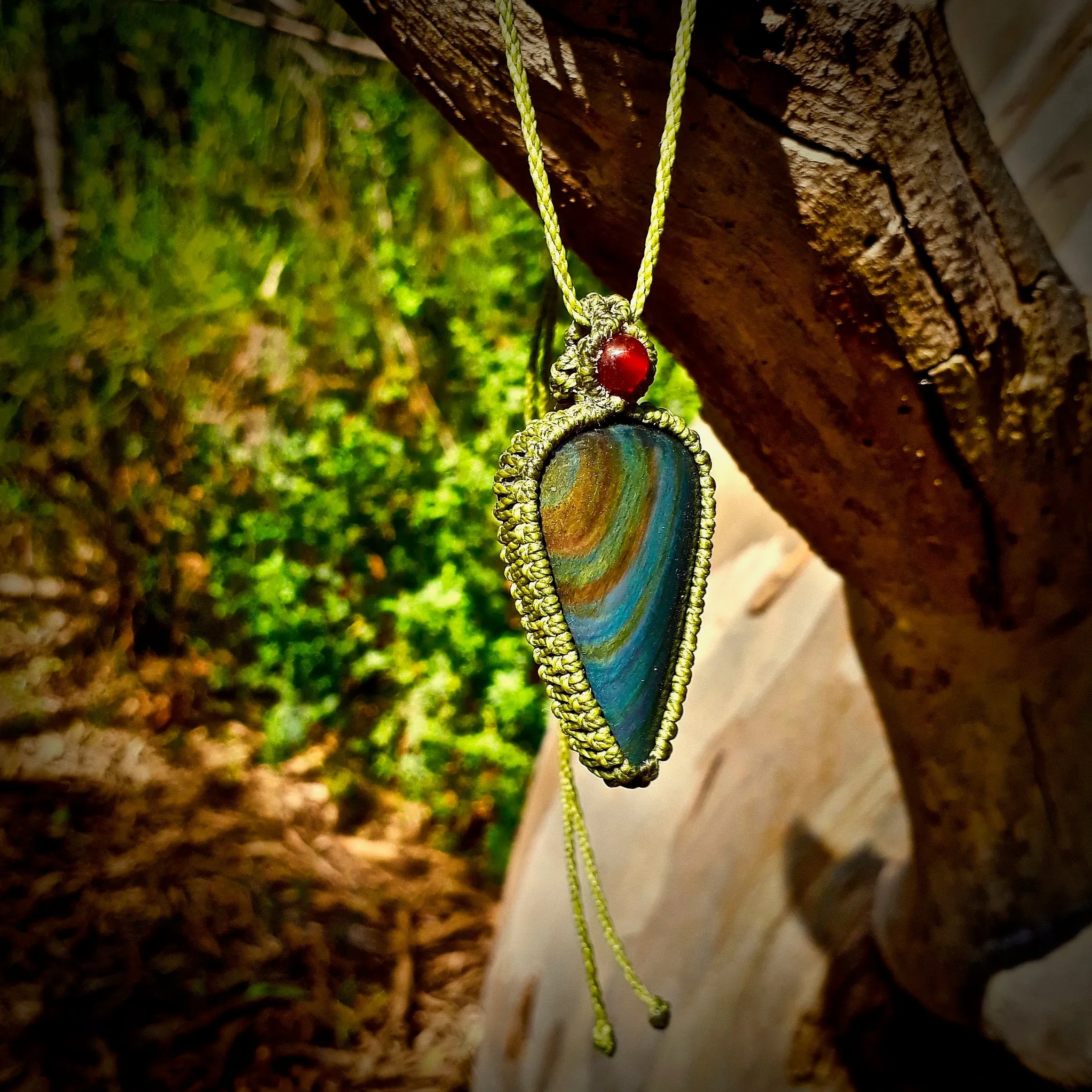 Rainbow obsidian necklace
