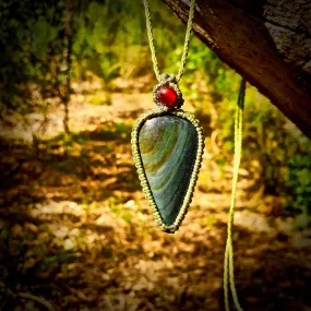 Rainbow obsidian necklace