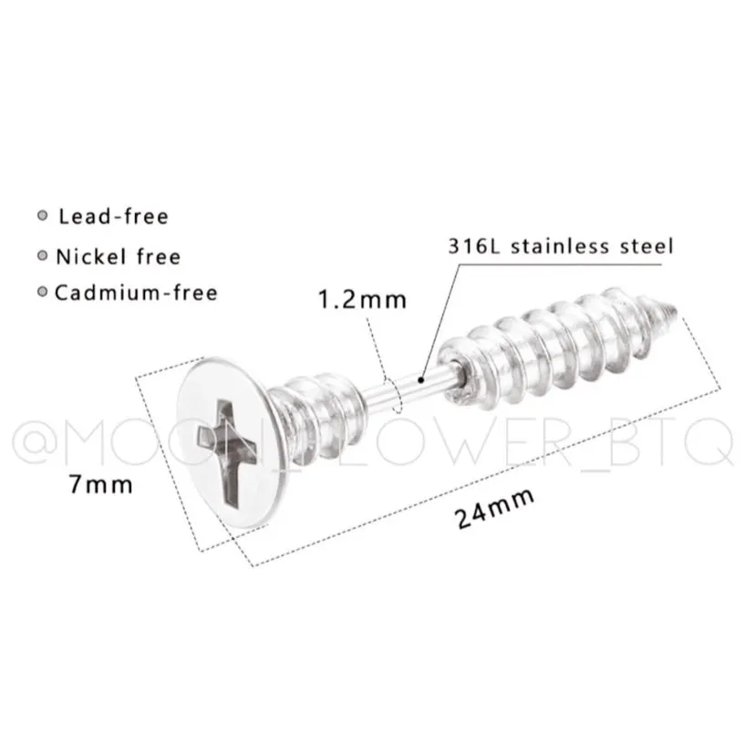 Rainbow Stainless Steel Screw Stud Earrings