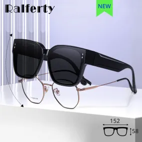 Ralferty Unisex Full Rim Square Tr 90 Acetate Oversized Overlay Sunglasses D7520