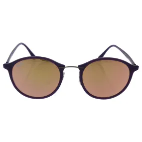 Ray-Ban Women's Mirrored Round Sunglasses, Shiny Violet/Brown Pink, One Size
